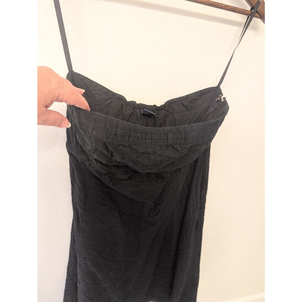 Gap pintuck design strapless Cotton black dress Y2K Sz 12 - Picture 2 of 9